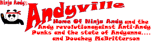Ninja Andy's Andyville: Home of Ninja Andy and the Andy revolution against anti-Andy punks and the state of Andyanna... and Douchey McBritterson